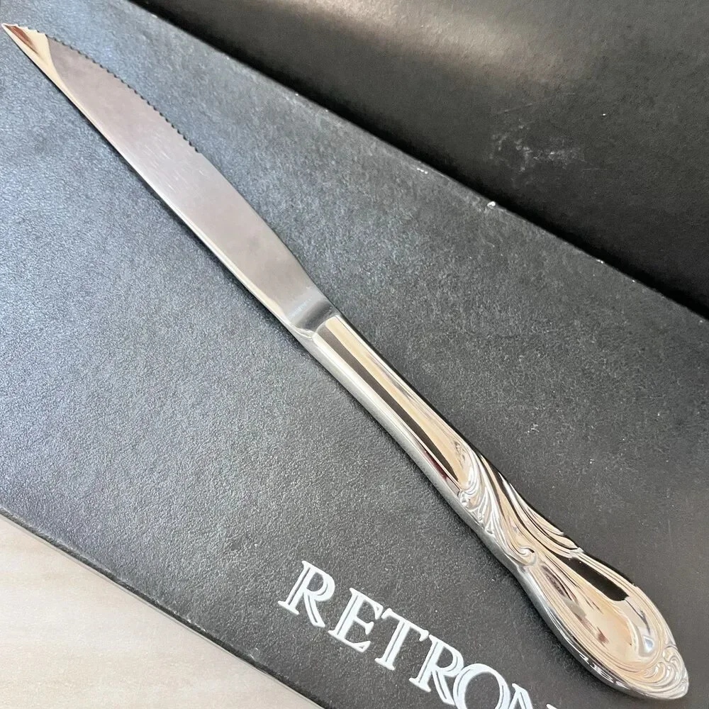 4pc RETRONEU Stephanie Stainless Steak Knife Set Hollow Handle Glossy 18/8 Korea